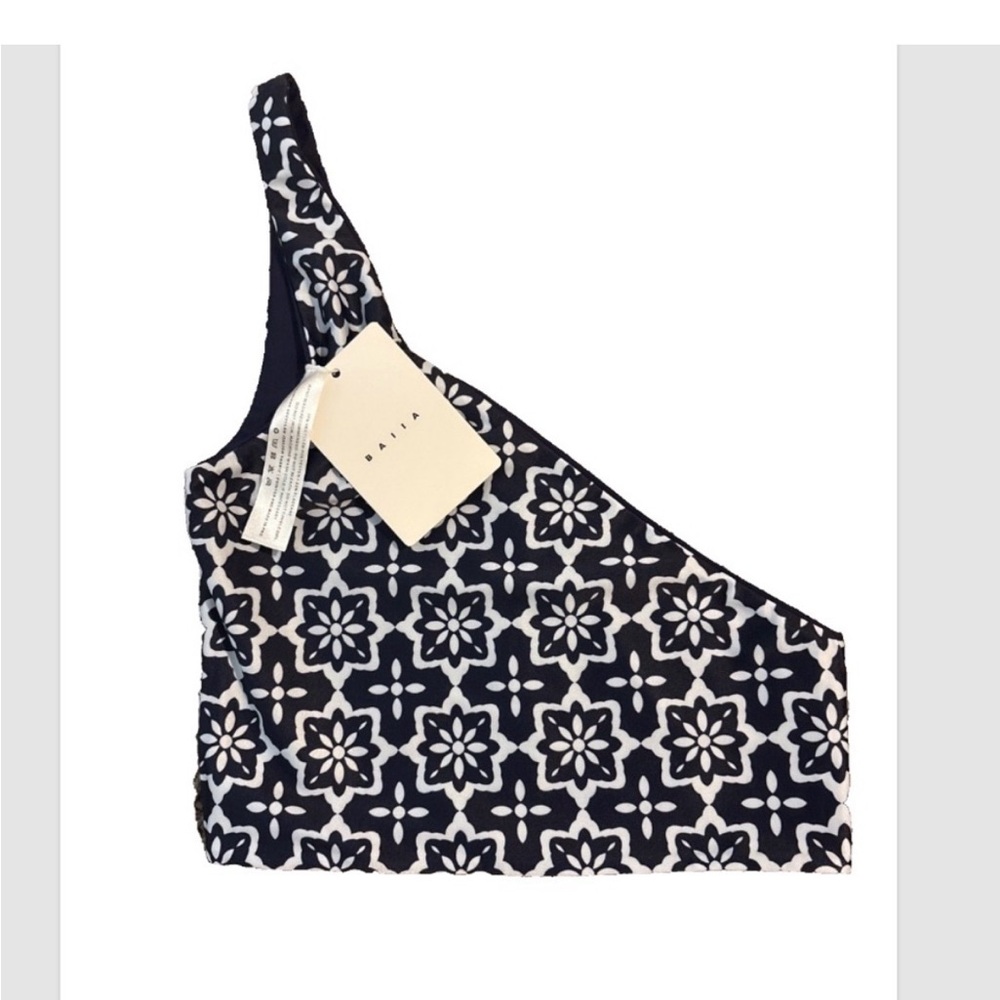 BAIIA Reversible Swim Top xsmall-small | blue‎ and white | one shoulder bikini